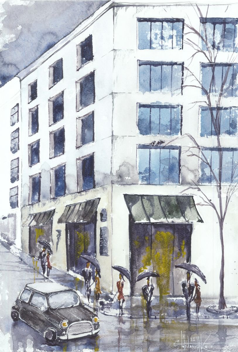 Impressionistic Cityscapes Watercolour By Eugene Gorbachenko, 12 X 17, London, Original Artwork