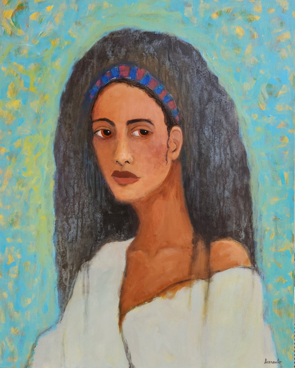 Expressive Portrait Acrylic Painting By Donna Ceraulo, 24 X 30, Kiara B, Original Artwork