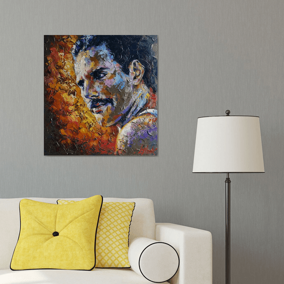 Freddie Mercury Painting, Queen original oil art, portrait