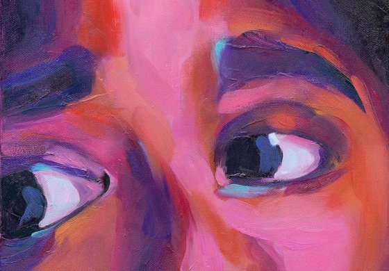 Young Black Female Face — Curious