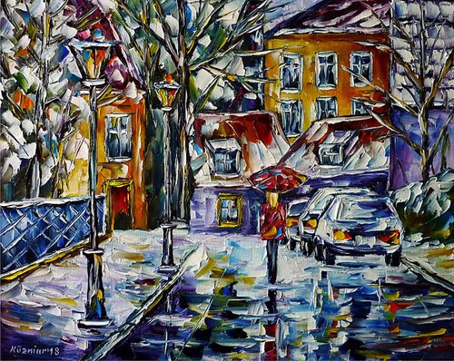 Village in winter by Mirek Kuzniar