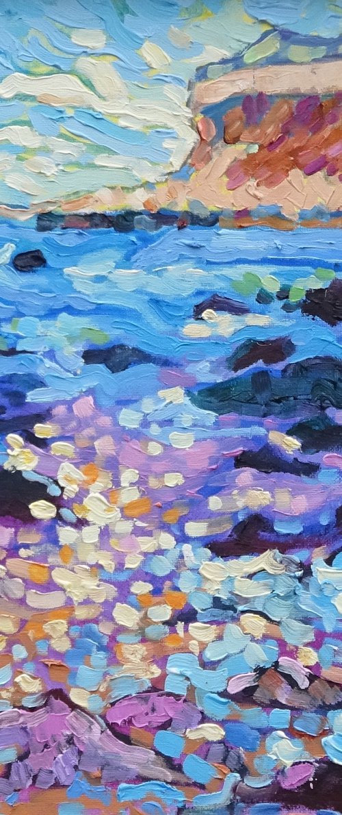 Hunstanton Cliffs From the Beach by Mary Kemp