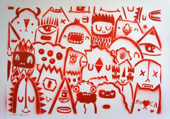 Stencil Crowd - Red