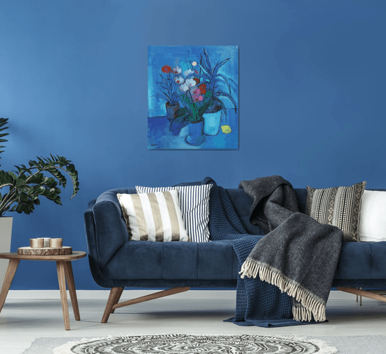 Blue Still life and Moon