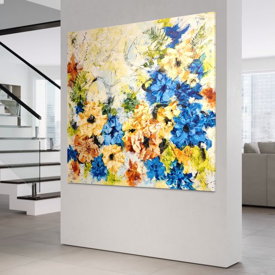 "Memories", XXL abstract flower painting