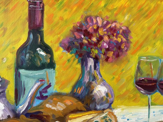 French Feast: Wine, Cheese, and Flowers