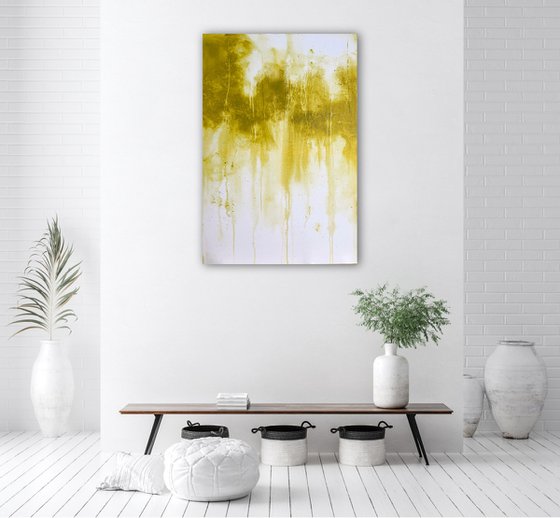 Abstract Yellow Ochre Oversize Large Diptych I