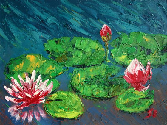 WATER LILIES, II / ORIGINAL OIL PAINTING