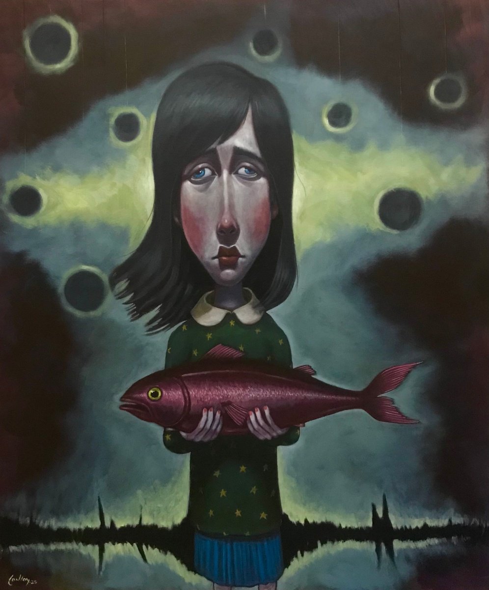 Expressive Portrait Oil Painting By Pete Conroy, 30 X 36", A Red Herring, Original Artwork