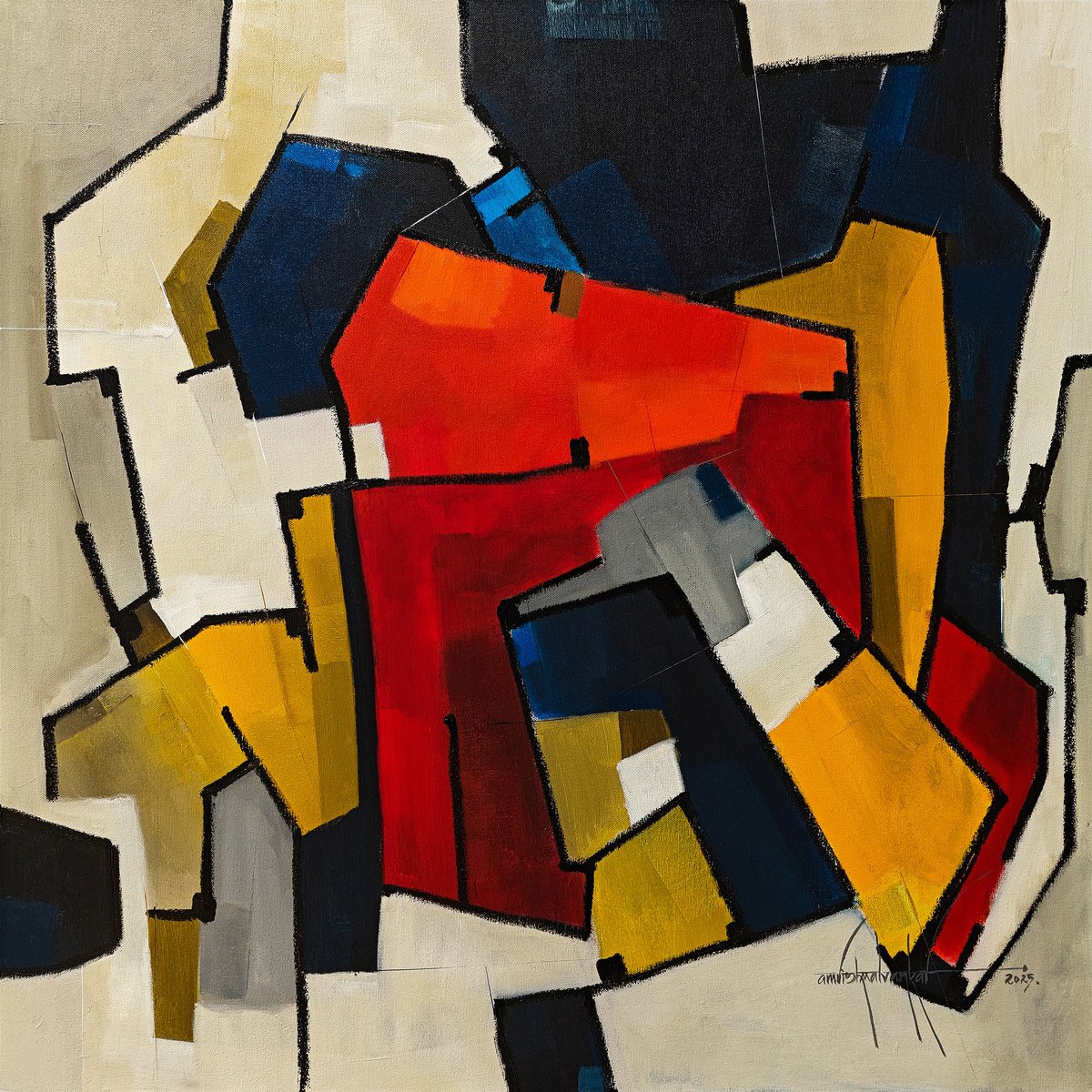 Abstract Painting By Amrish Malvankar, 36 X 36, Syntax 03 - Statement, Original Artwork