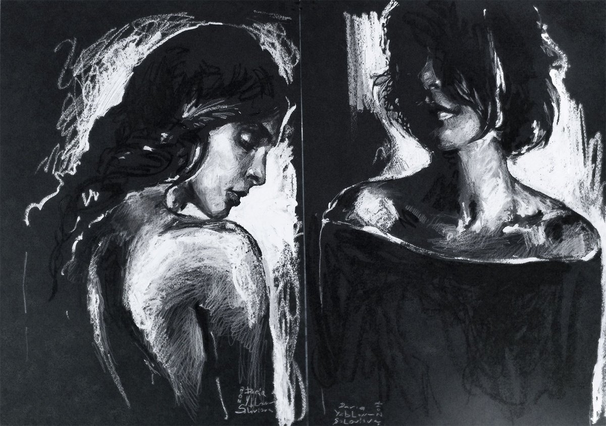 Impressionistic Drawing , From The Darkness: A Diptych Of Light By Daria Yablon-Soloviova, 24 X 17, Artwork For Sale On Artfinder
