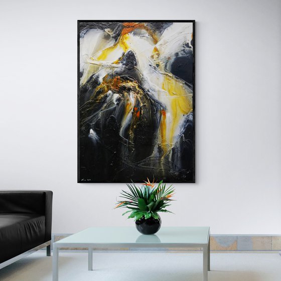 Sienna Echo 140cm x 100cm Sienna Black Textured Abstract Art