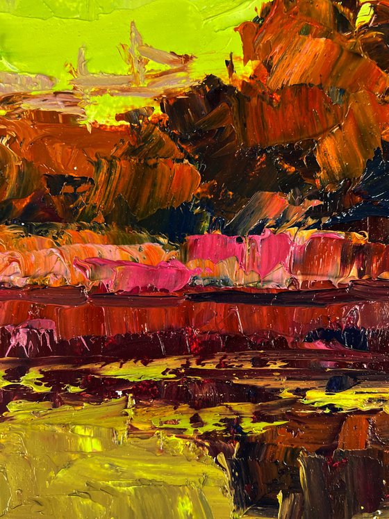 The Sunset is Reflected in the River