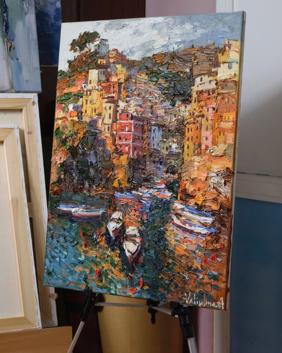 Riomaggiore, Cinque terre - Italian Landscape painting