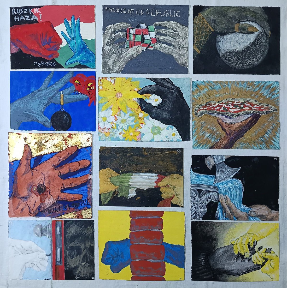 Portrait Painting By Antonio Mele, 32 X 34, Hands 3, Original Artwork