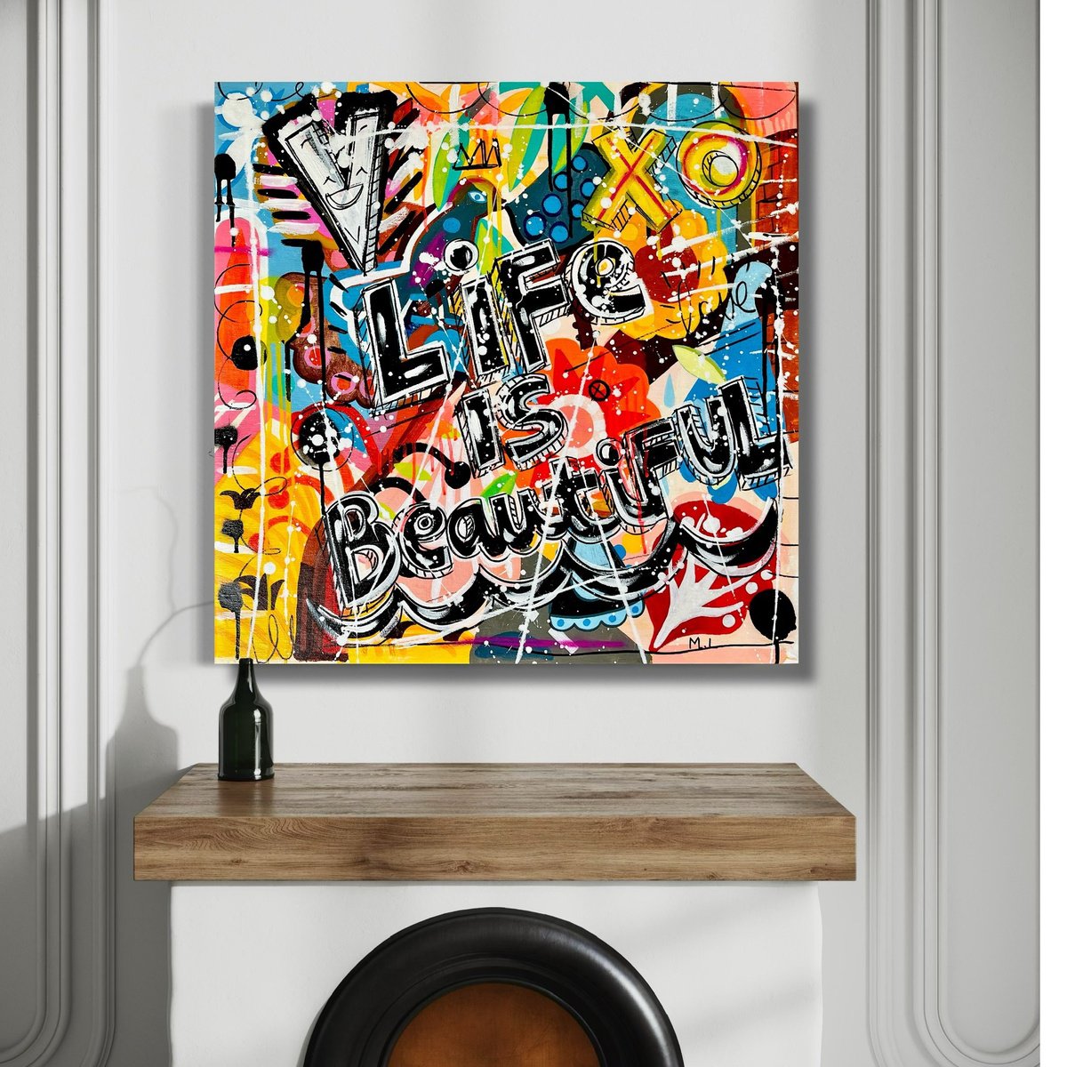 Urban And Pop Acrylic Painting , Hola, La Vida Es Bella By Mercedes Lagunas, 24 X 24, Artwork For Sale On Artfinder