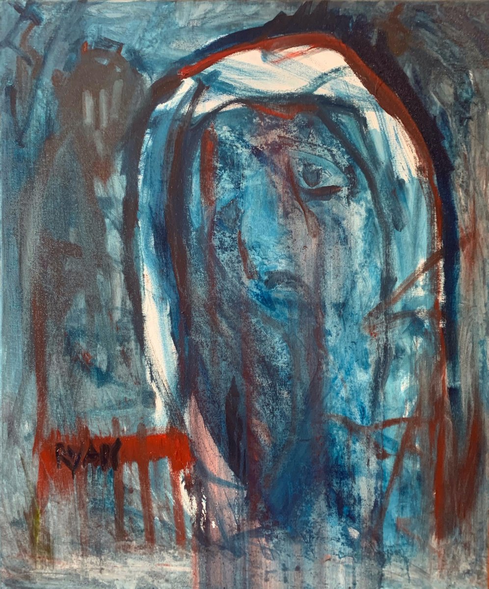 Expressive Portrait Oil Painting By Ryan Louder, 24 X 30", In The Eye Of A Hurricane, Original Artwork