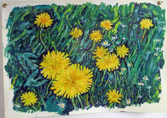 Dandelions with Daisies