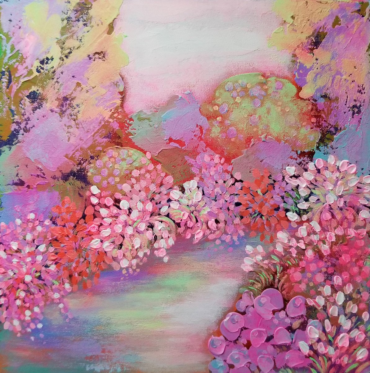 Impressionistic Landscape Acrylic Painting By Karen Rieger, 12 X 12", How Long Has This Been Going On?, Original Artwork