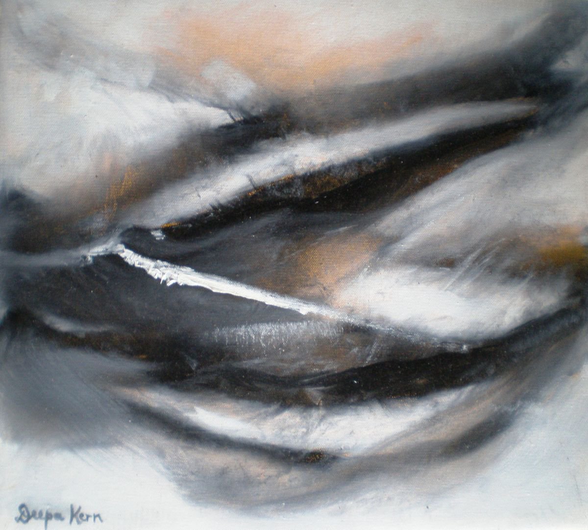 Ebb and Flow , Minimalism, Black and White Painting, Interiors by Deepa Kern