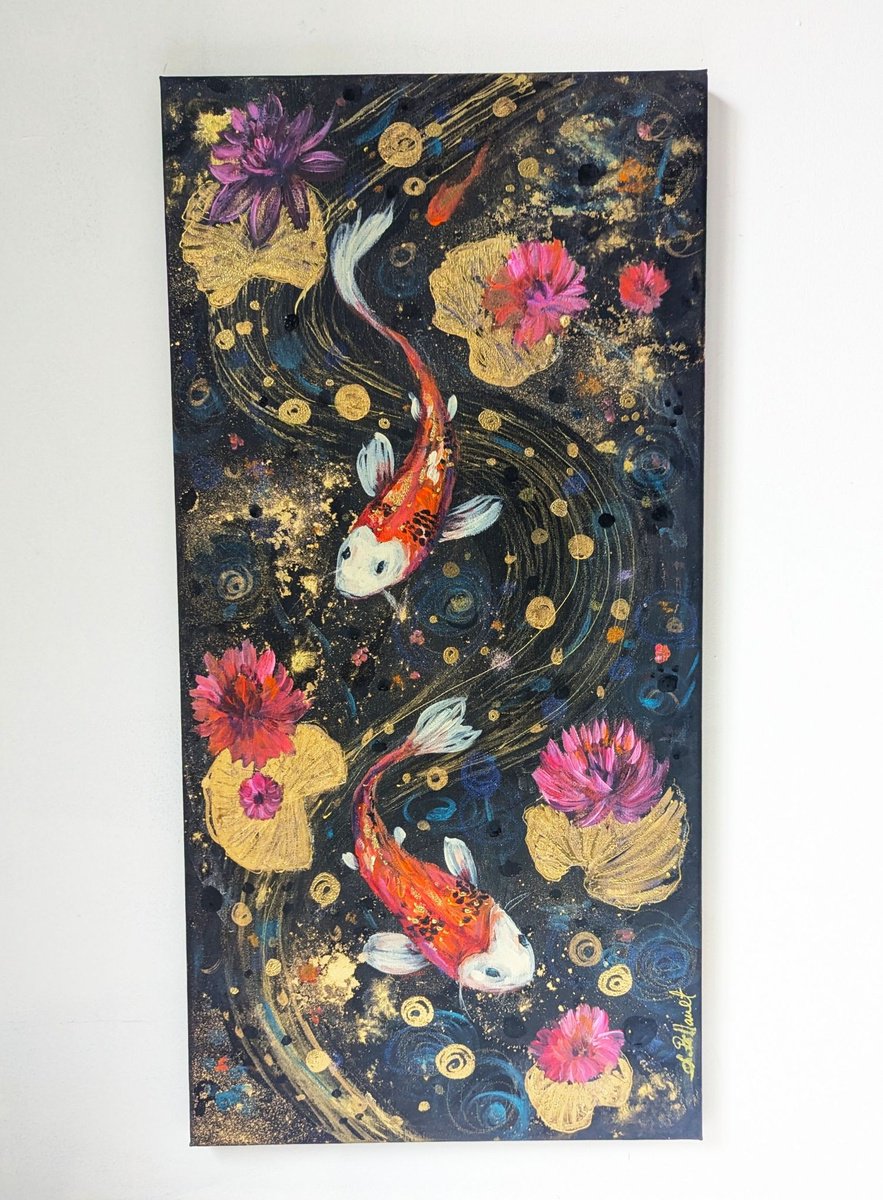 Illustrative Acrylic Painting , Aquatic Fantasy. By Loetitia Pillault, 12 X 24, Artwork For Sale On Artfinder