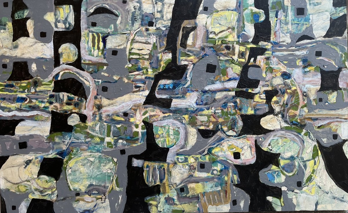 Abstract Acrylic Painting By Jeffrey Davies, 48 X 30, Contemplation 20, Original Artwork