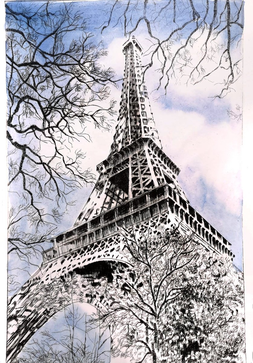 Cityscapes Linocut By Aneta Gajos, 8 X 12, Love Tower, Original Artwork