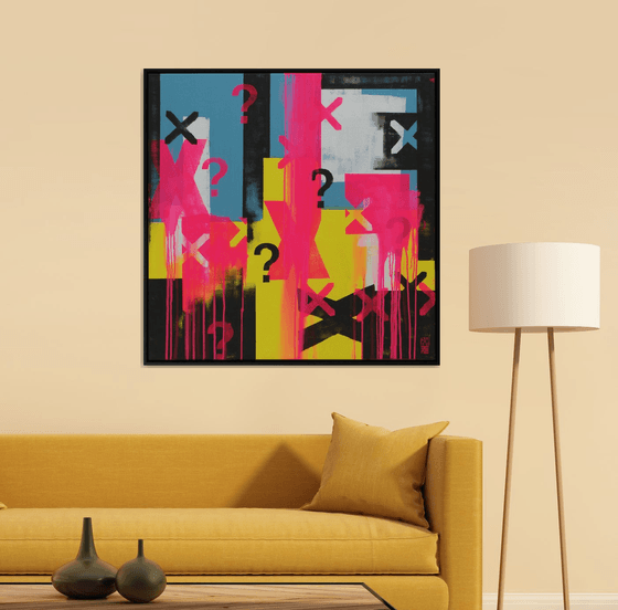 Typopop in Neon - Incl Black Frame - 95 x 95 cm - Ronald Hunter - 17M