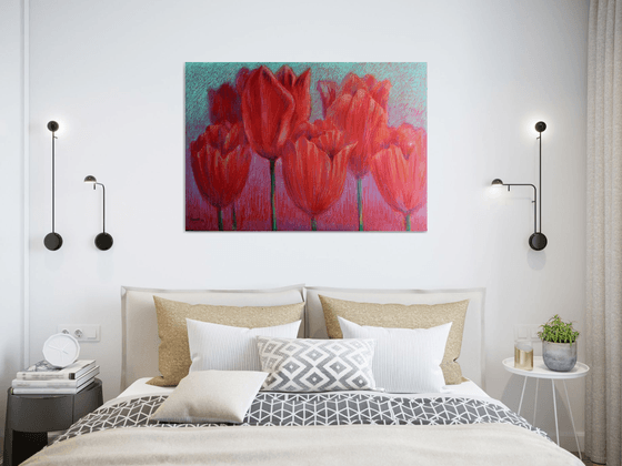 Red Tulips on Red