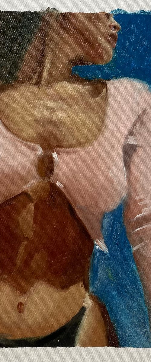 summervibes, woman interesting perspective blue sky summer blue pink top spring happy warm by Renske Karlien Hercules