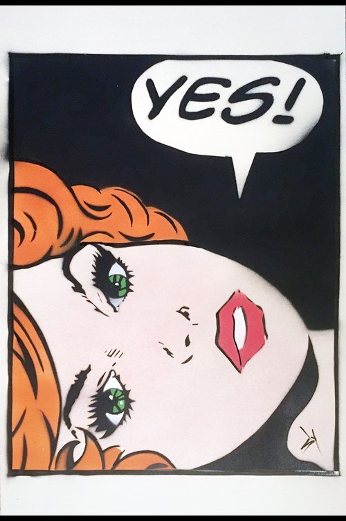 YES! Redhead (black) (on paper). by Juan Sly