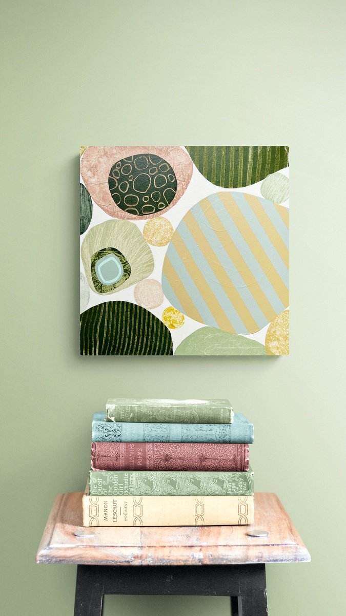 Geometric Abstract Acrylic Painting By Cristina Dalla Valentina, 12 X 12, Small Gatherings 2, Original Artwork