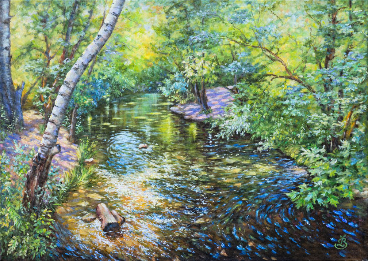 Forest Stream Oil painting by Lilija Burockina | Artfinder