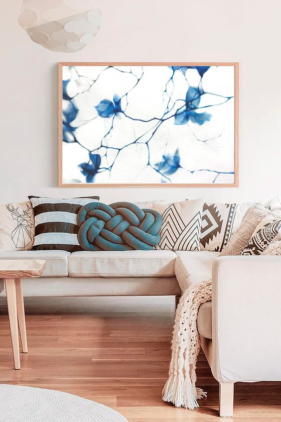 Fragile Blue Magnolia Cyanotype Style