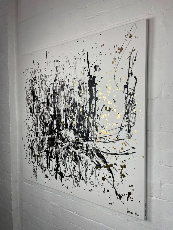 Golden Gin Alley - 101cm squ - mixed media on canvas