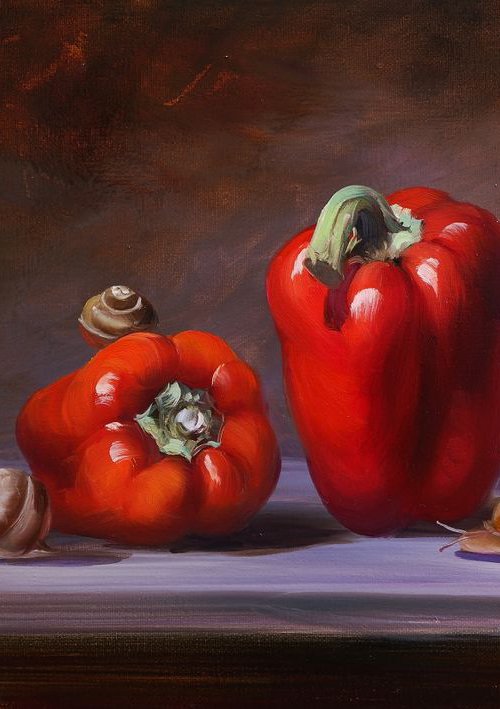 "Still Life with Peppers" by Lena Vylusk