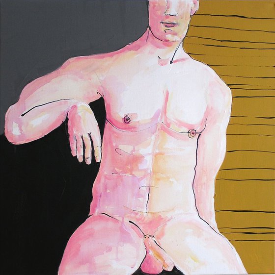 Afternoon -  Abstract Male Nude Acrylic Painting