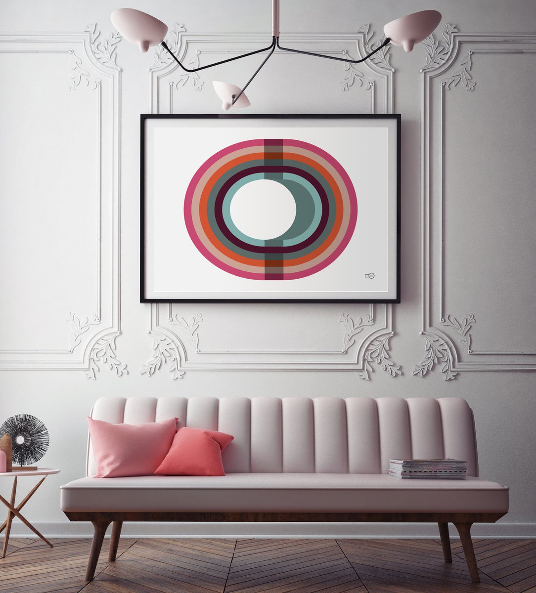 Geometric Abstract Giclee Print By Leigh Bagley, 39 X 28", Oval, Original Artwork