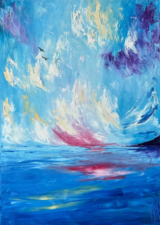 Cloudy sunset, 50x70 cm
