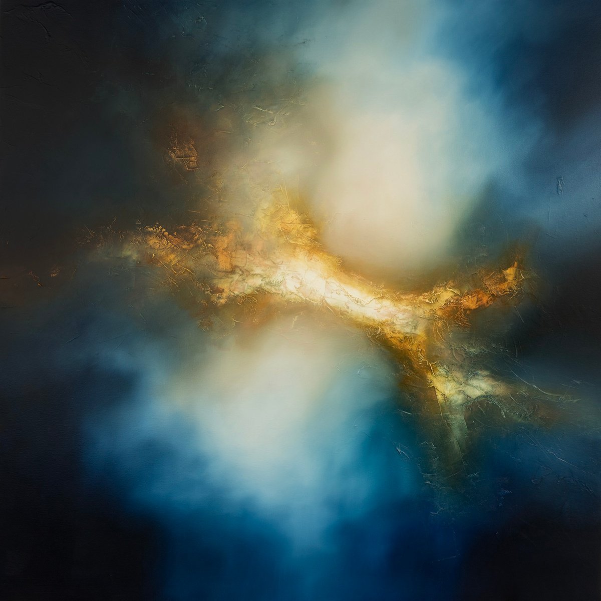 Abstract Landscape Oil Painting By Paul Bennett, 39 X 39", Ocean Deep, Original Artwork