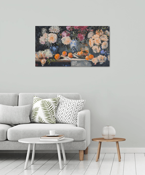 Still Life with Peonies and Oranges