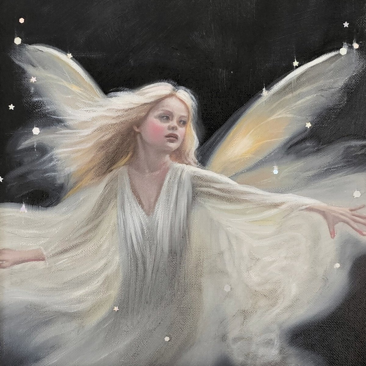 Photorealistic Portrait Oil Painting By Ellisa Hague, 11 X 11, Firefly, Original Artwork