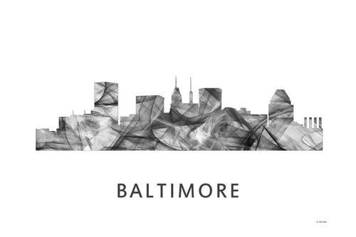 Baltimore Skyline WB BW by Marlene Watson