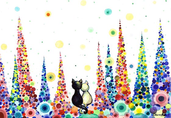 CATS IN LOVE in THE MULTI COLOUR Magical Field