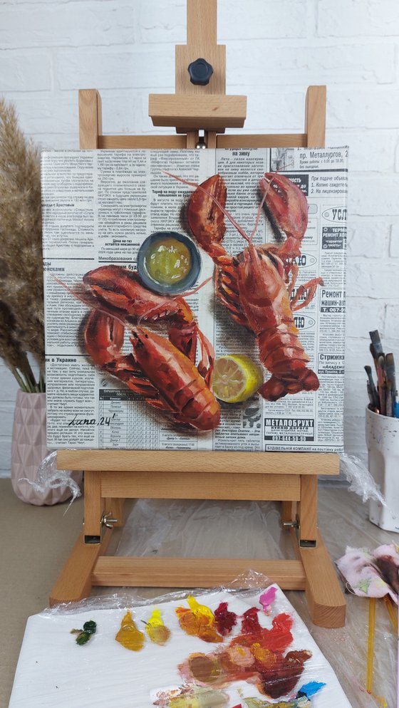 Lobster on a newspaper