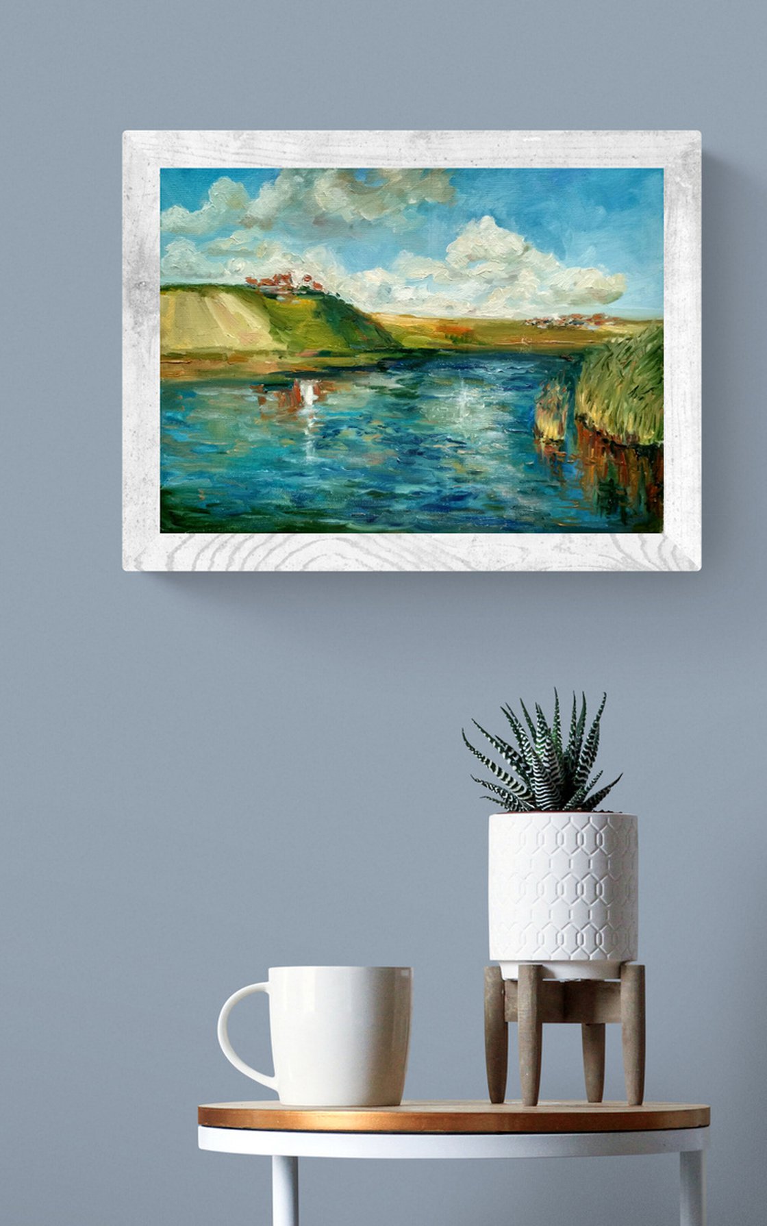 Lake and clouds Oil painting: Ann Krasikova | Artfinder