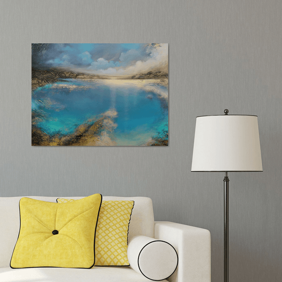 A large original modern semi-abstract figurative seascape painting "Deep Inside"