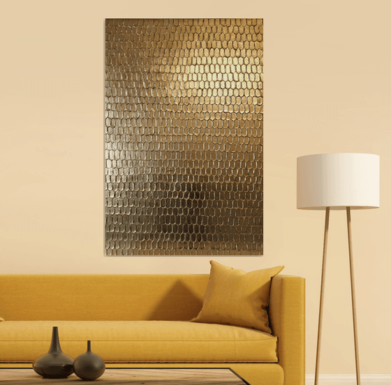 Golden textured painting