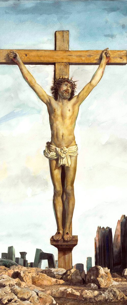 Jesus on the cross - 50 x 70 cm, large format by REME Jr.