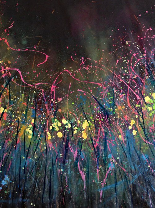 "Underwater Love" #3 - Super sized original abstract floral landscape by Cecilia Frigati